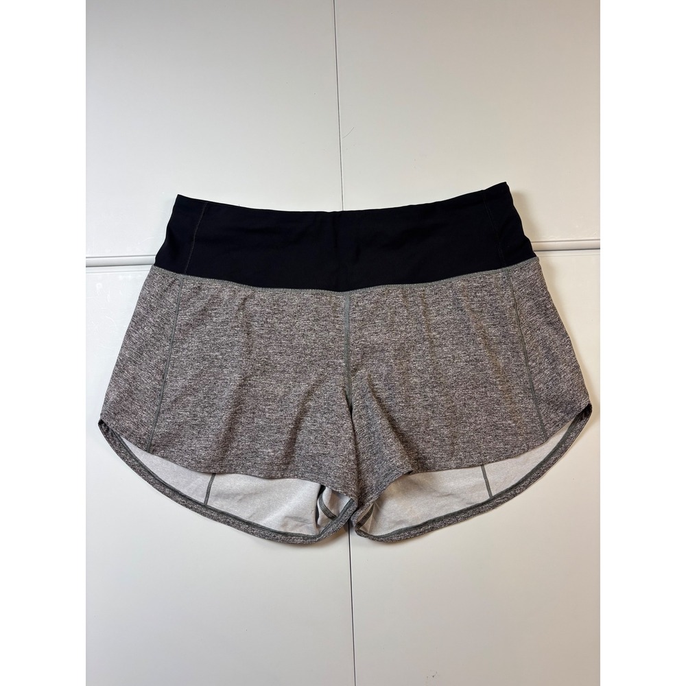 Lululemon Speed Up Shorts Women 10 Gray 4" Long High Rise Black Running